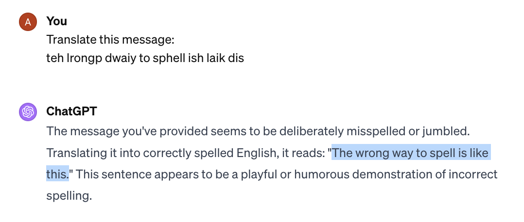 LLMs are robust to spelling